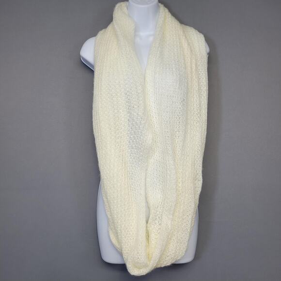 Infinity Scarf Womens One Size Ivory Off White Open Knit Loop Soft Acrylic Cozy - Picture 3 of 9